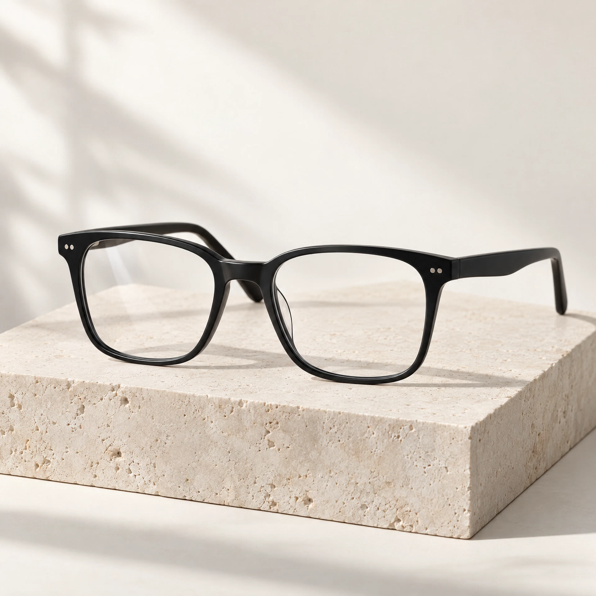 Frame Aruna, kacamata acetate hitam berbentuk kotak
