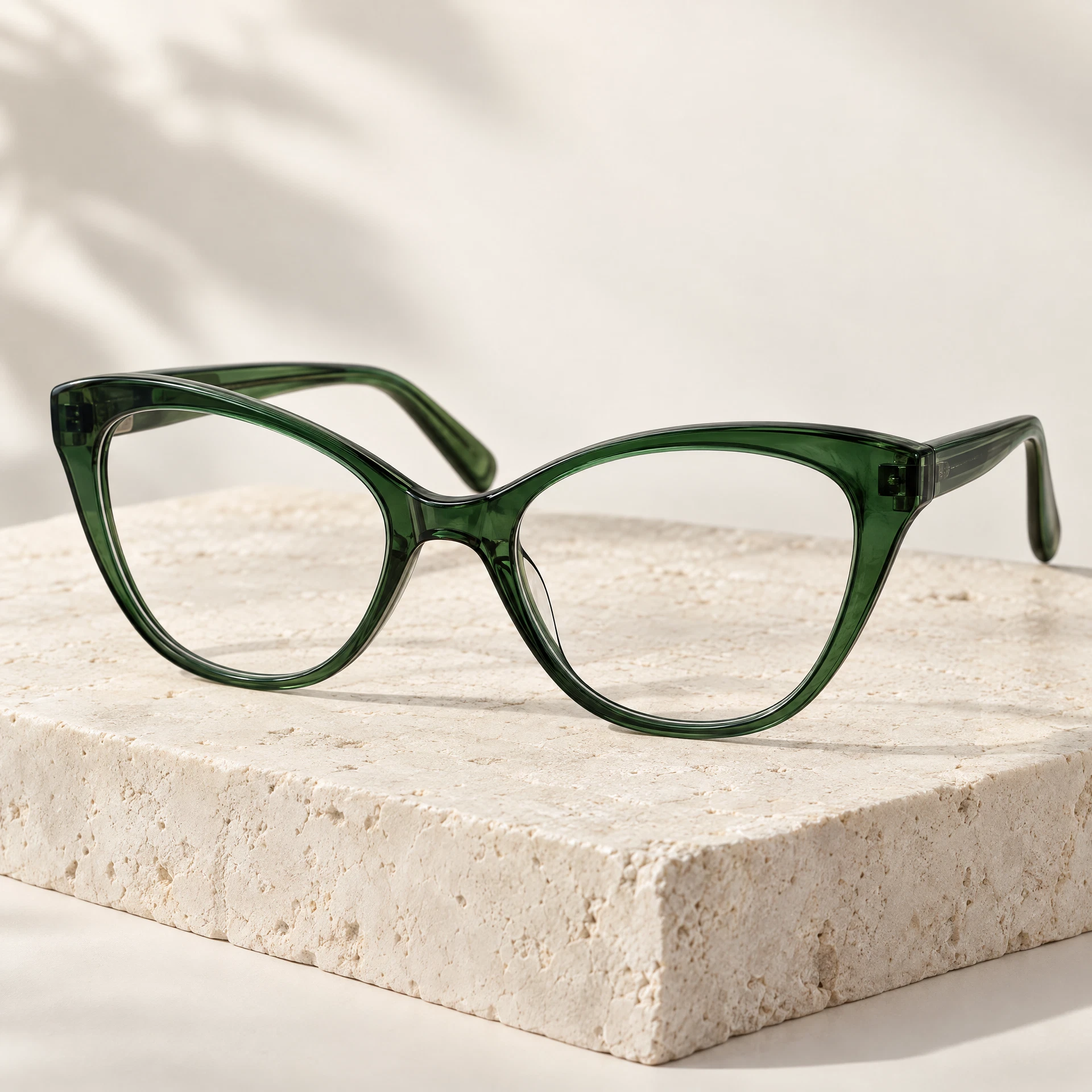 Frame Aluna, kacamata acetate hijau forest bentuk cat-eye